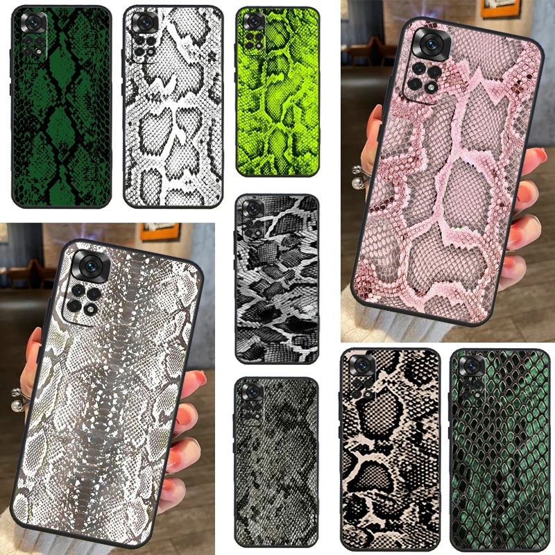 Snake Skin Print For Xiaomi Redmi 10C 9C 12C 10A 9T Case For Redmi Note 12 8 9 10 11 Pro 9S 10S 11S Cover