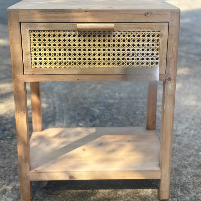 

Винтажный торцевой столик из массива дерева из ротанга, изысканный диван, приставные столики, стильный стол для гостиной, спальни, деревянная тумбочка ручной работы