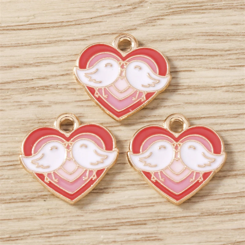 10 Stück süße Mischung Emaille Liebe Herz Buchstaben Charms Anhänger für DIY Halsketten Ohrringe Valentinstag Schmuckherstellung Zubehör – Detail 7