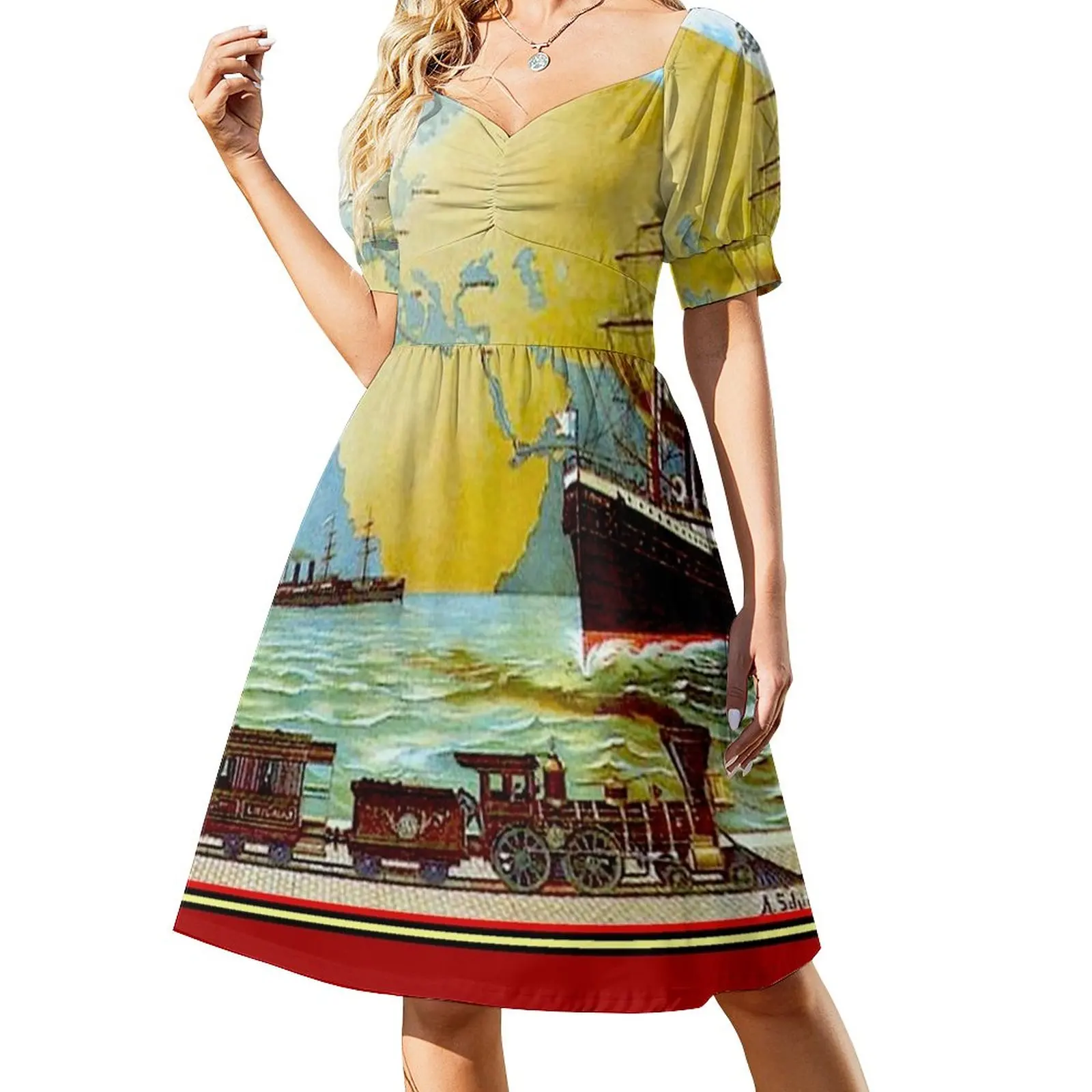 Around The World in 80 Days; Vintage Jules Verne Print Sleeveless Dress festival outfit women women's summer dress 2023