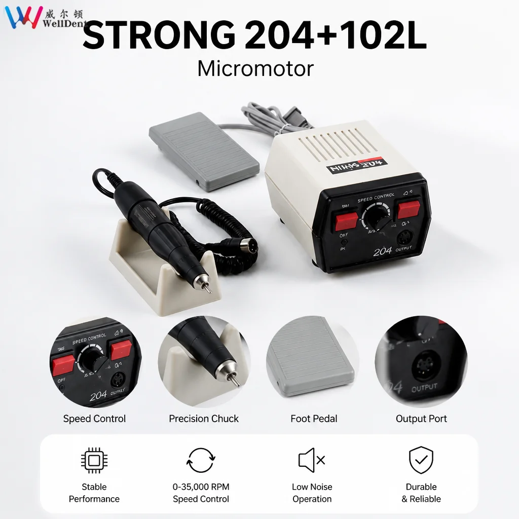 Dental Polishing Micromotor Strong 204+102L Micromotor Dental Polishing Drilling Equipment
