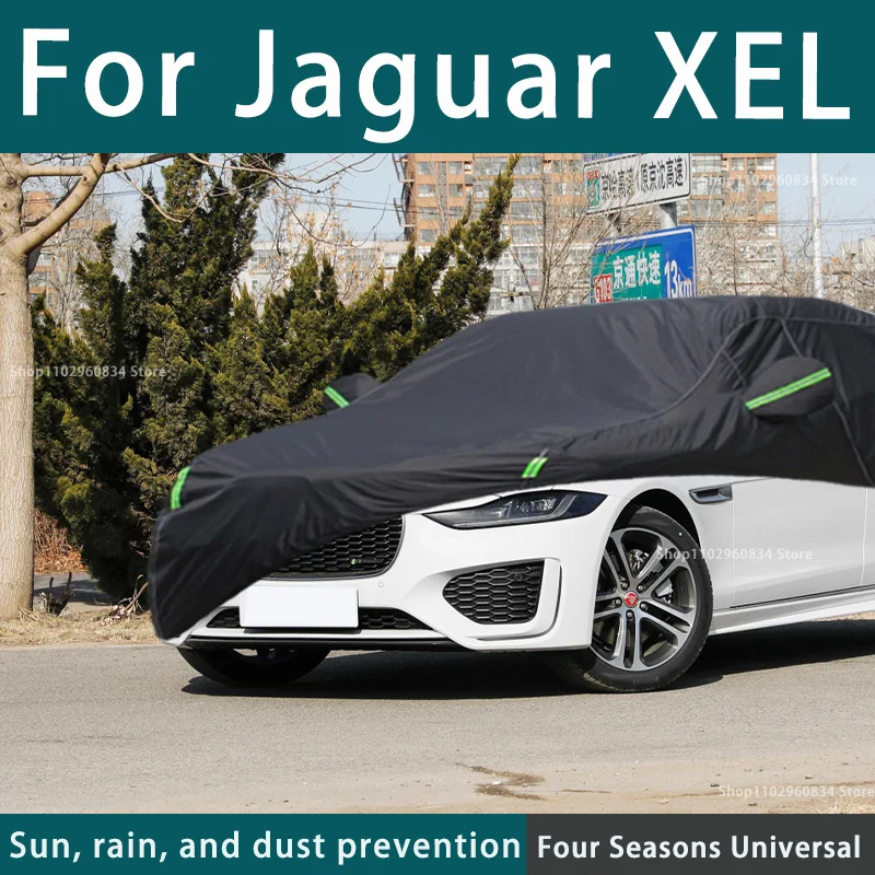 For Jaguar XEL 210T Full Car Covers Outdoor Uv Sun Protection Dust Rain Snow Protective Car Cover Auto Black Cover