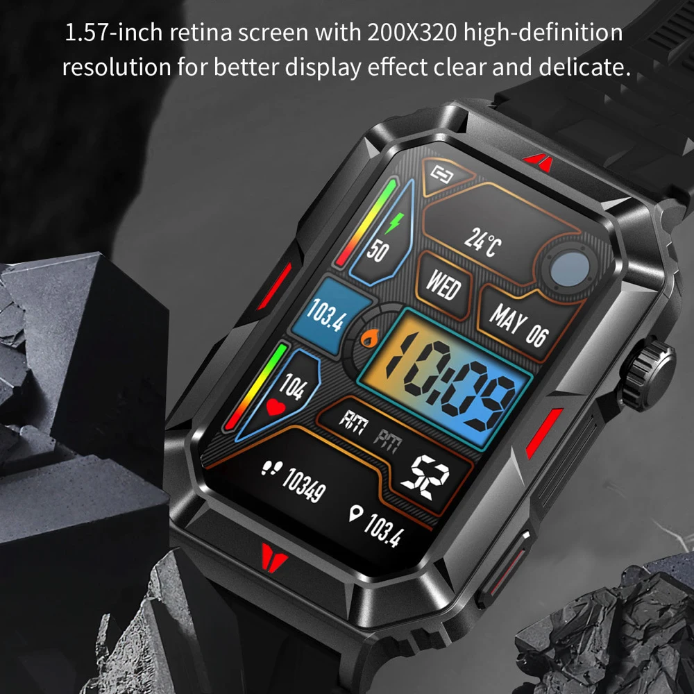 Men's Outdoor Sports Fitness Smart Watches Blue Tooth Call Waterproof Bracelet Heart Rate Sleep Monitor Full Touch Smartwatch