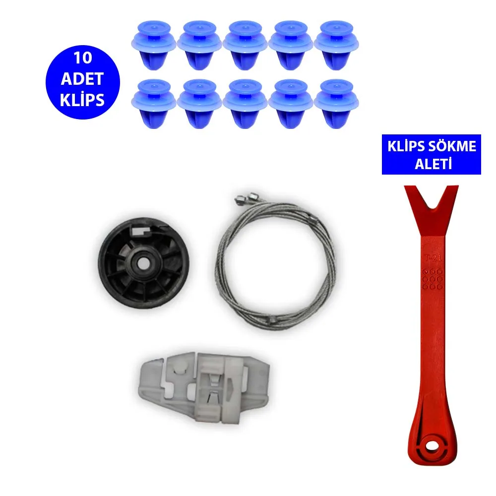 Glass Jack Repair Kit Front Right For Renault Modus 2004-2008 8200277578 (10 Clip + Bracket)