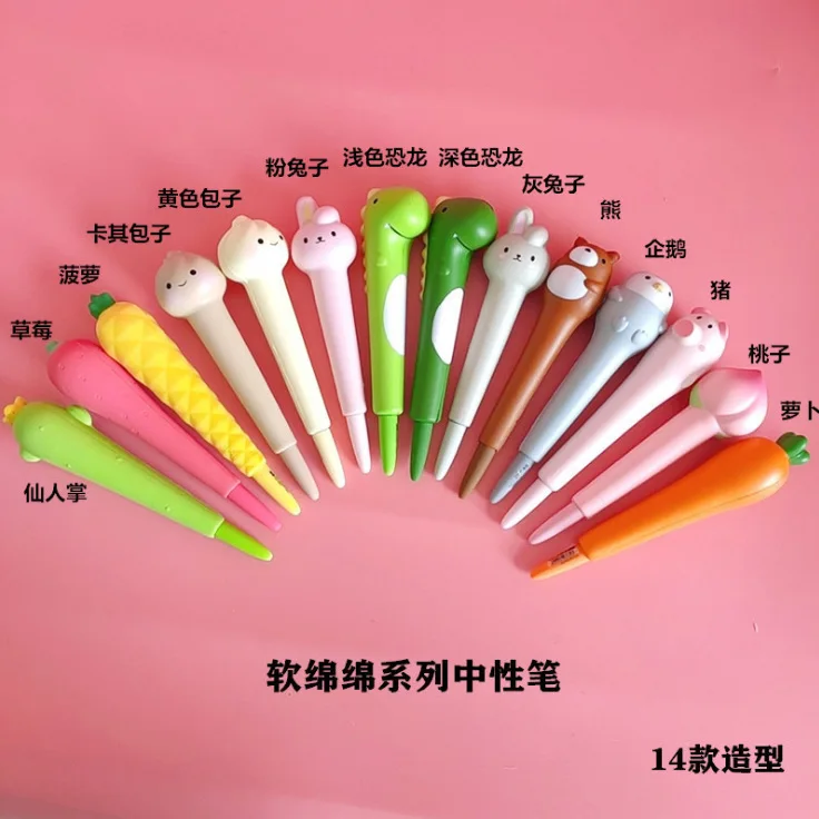 

10Pcs Dinosaur Decompression Neutral Pen Set Vent Pen Pinch Student Prizes Gifts Cute Styling PU Slow Rebound Decompression Pen