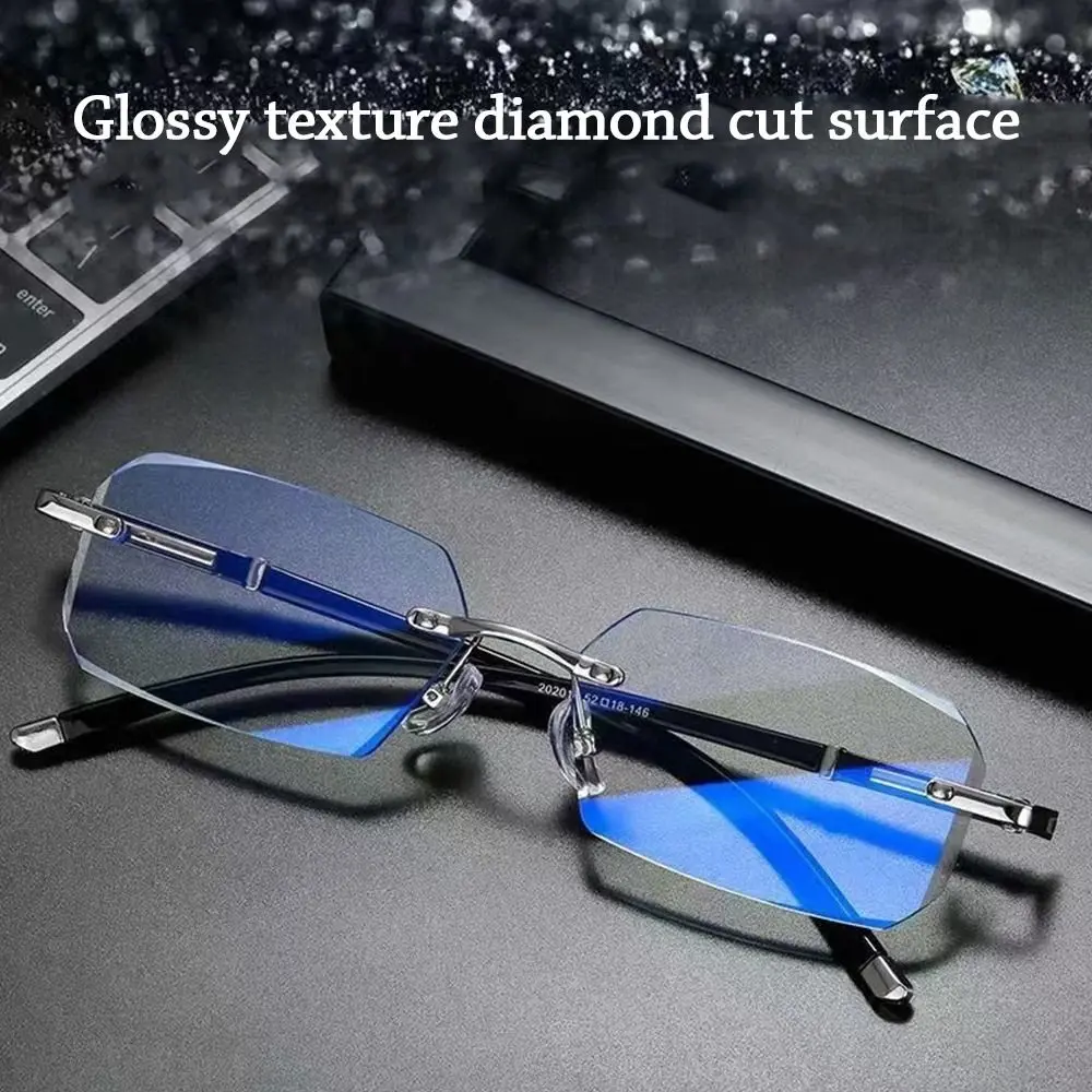 Blue Ray Blocking Anti-Blaulicht-Lesebrille Augenschutz Randlose Schnittkante Hyperopiebrille Ultraleichter Luxus – Detail 13