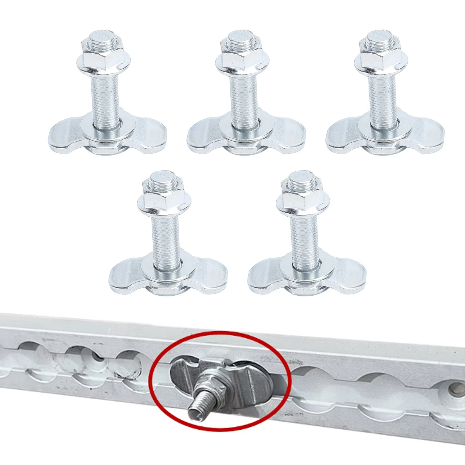 

5Pcs L Track Double Lug Threaded Stud Nut Fitting M10x45mm for Truck Bed Trailer Cargo Control