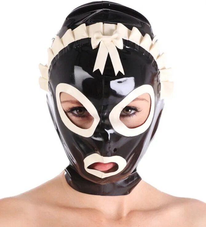 

Latex Rubber Hood Headdress Maid Rubber Mask Role Play Fetish Club Party Costume