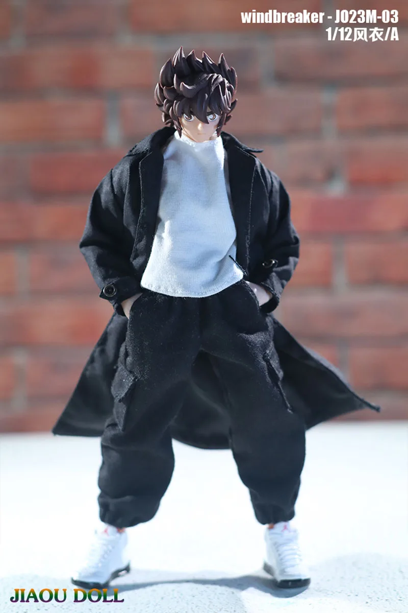 JO23M-03 1/12 Male Soldier Windbreaker Wind Coat Clothes Model Fit 6'' Action Figure Body Dolls