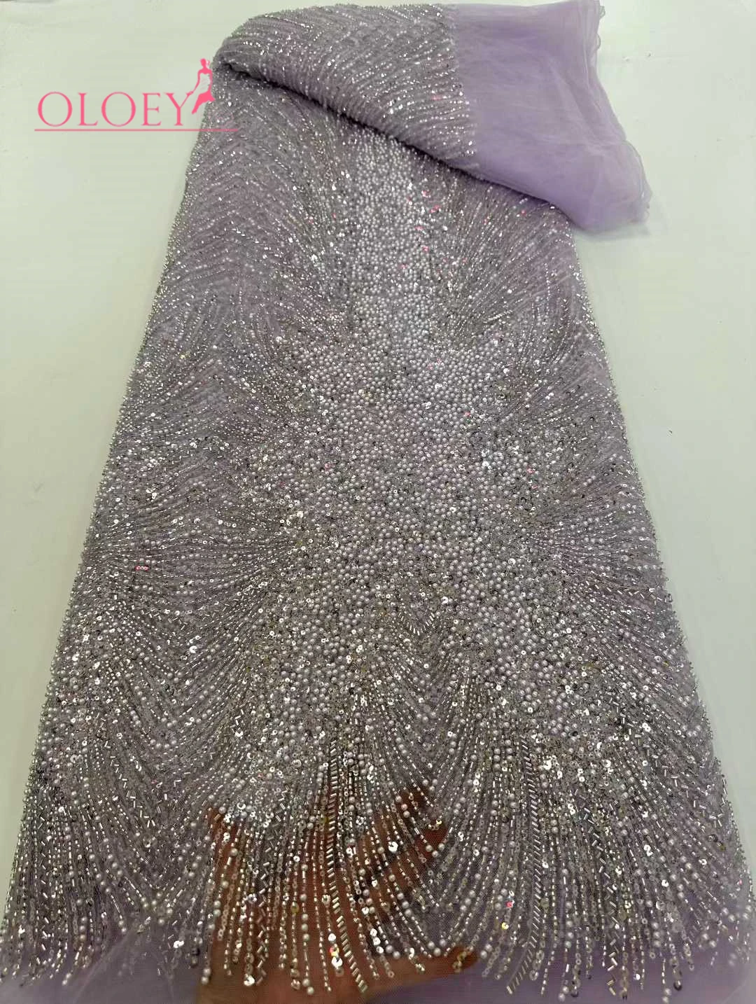 High-End Luxury French Embroidery Heavy Groom Beads Lace Fabric Withs Sequins 5 Yards High Quality Materiel for Party Dresses