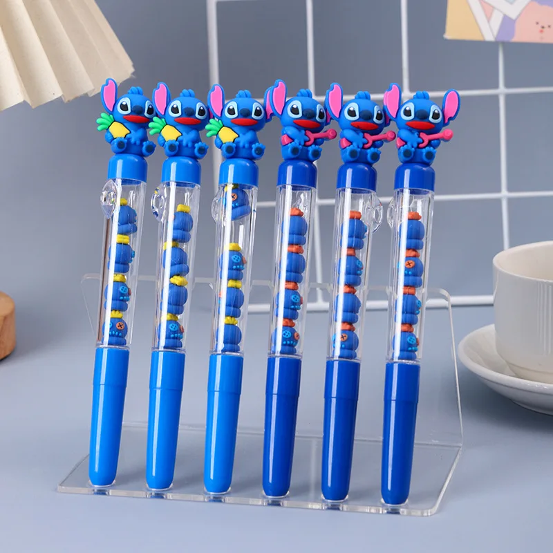 

36pcs Gel Pens Stitch Suit Disney Black 0.5mm Super Cute New Dolls Stacked Fun Diy Beaded Office Stationery Student Supplies