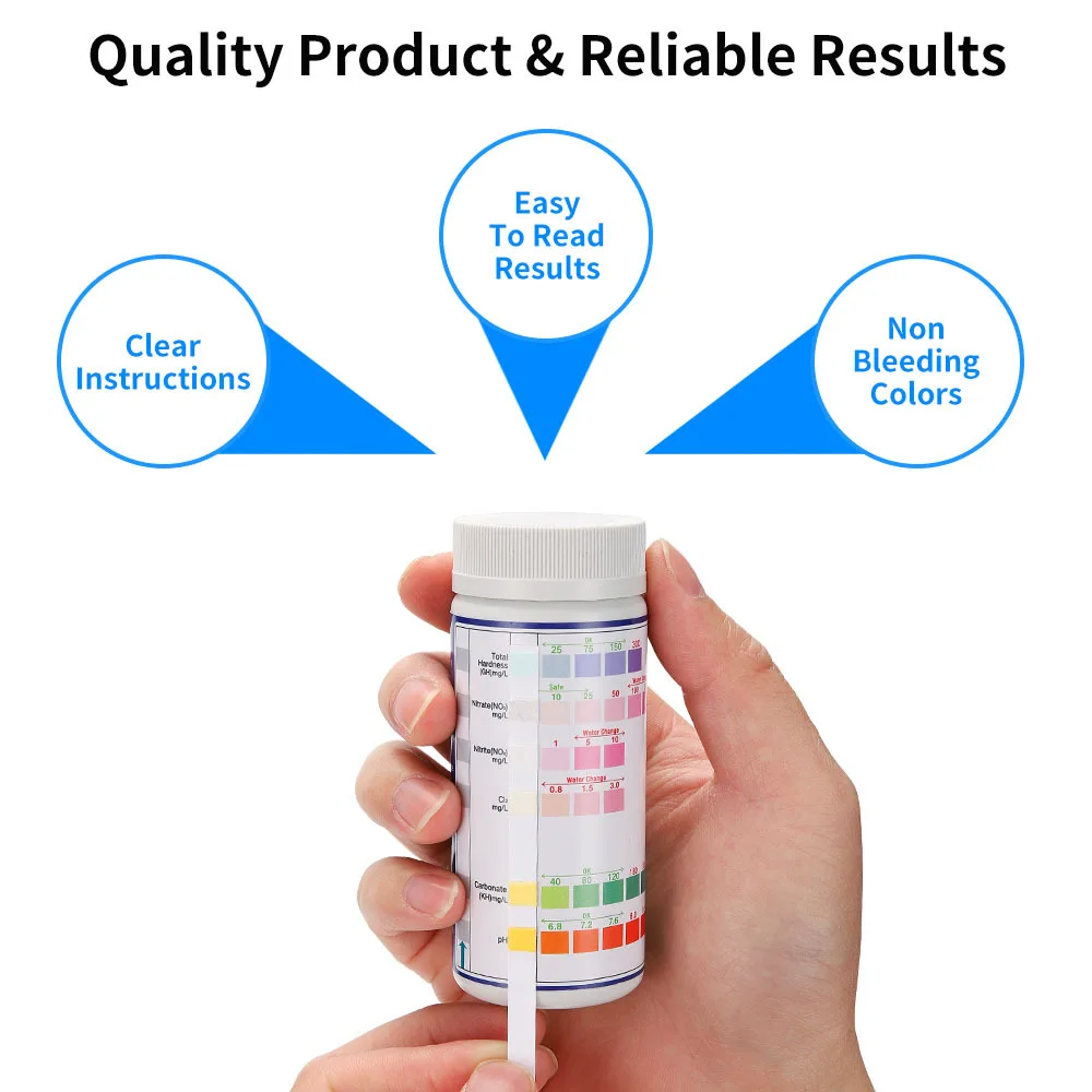 6-In-1 Water Quality Test Strips Fish Tank Ammonia Nitrogen Nitrite Test PH Hardness Multi-Function Test Strips