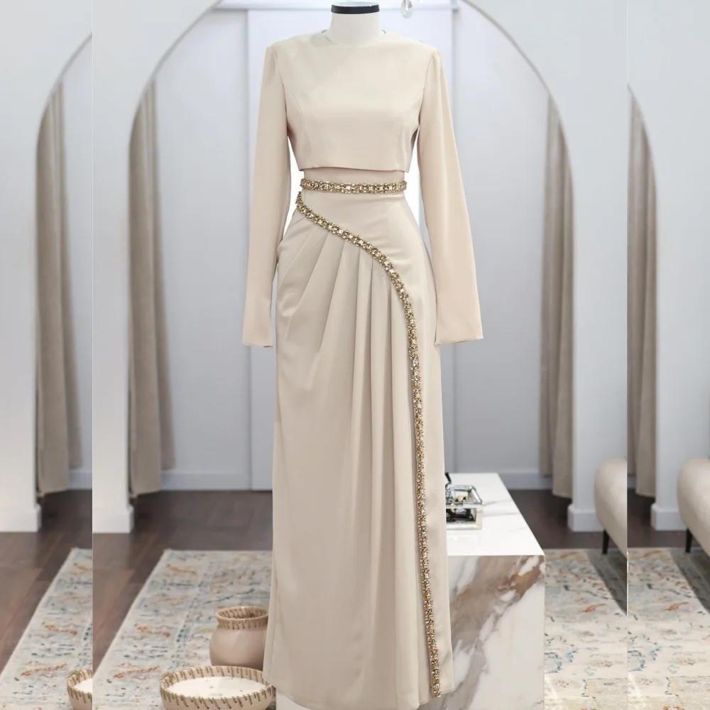 

Customized Sizes Available Jersey Sequined Pleat A-line Scoop Neck Long Dresses Bespoke Occasion Pastrol
