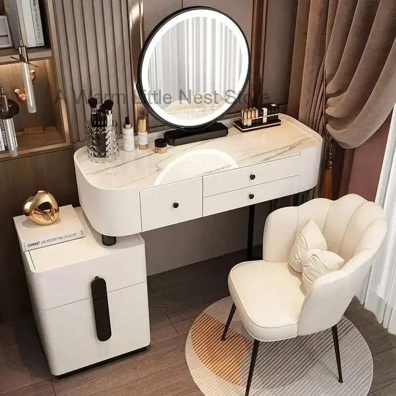 

Drawer Luxury Vanity Table Mirror Chair Bedroom Vanity Table Brown Multifunctional Tocador Maquillaje Furniture Home Products