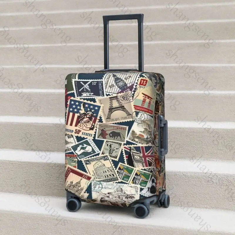 Travel around the world stamp Thicken Luggage Cover Elasticity Trolley dust cover Suitcase Protection Cover Suitcase Case