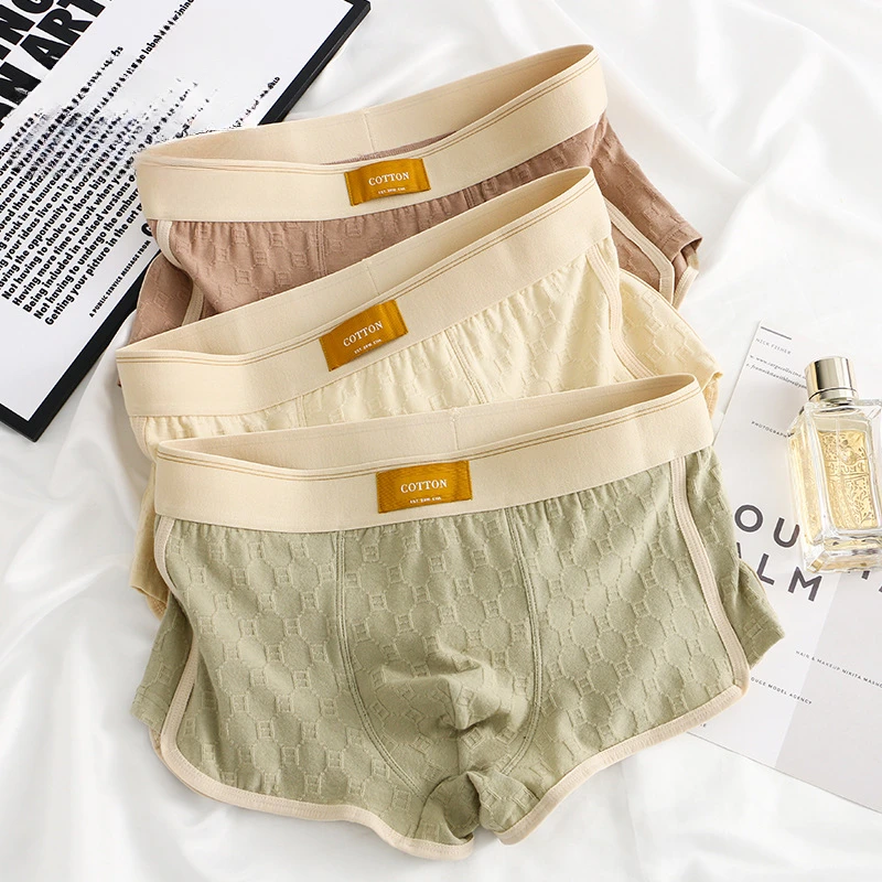 

New Men Trunks Slim Fitting Underwear Mid-Waist Simple Soft Breathable Boxers U Convex Pouch Boxer Arrow Knickers Underpants