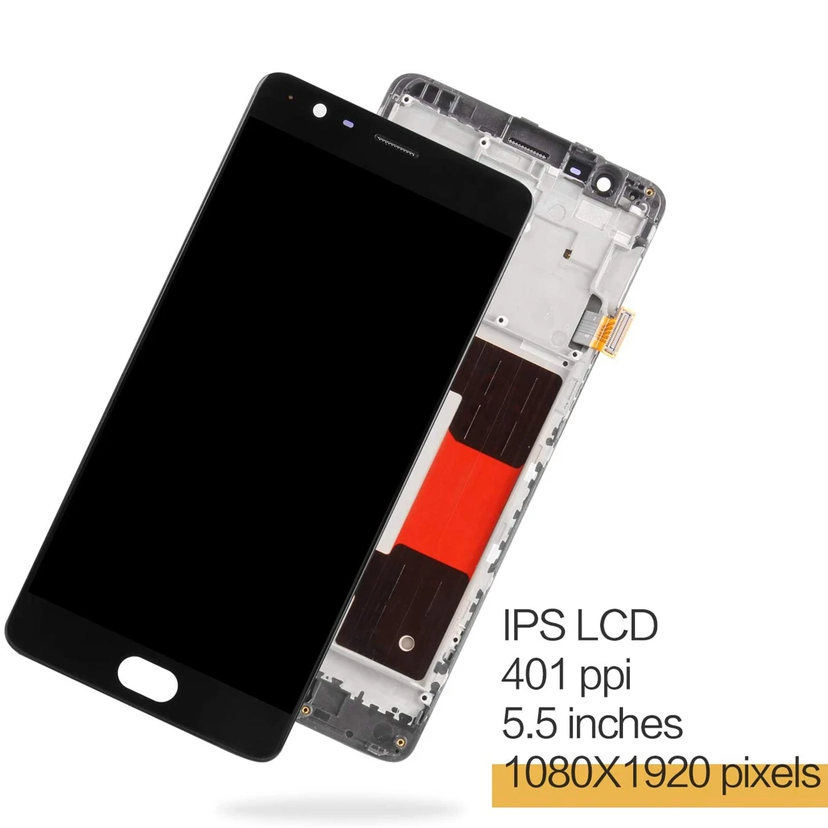 ชุดประกอบดิจิไทเซอร์สำหรับจอแสดงผล LCD สำหรับ OnePlus 3 3T 1+ A3000 3 1+ 3T พร้อมเครื่องมือซ่อมสีดำพร้อมกรอบ