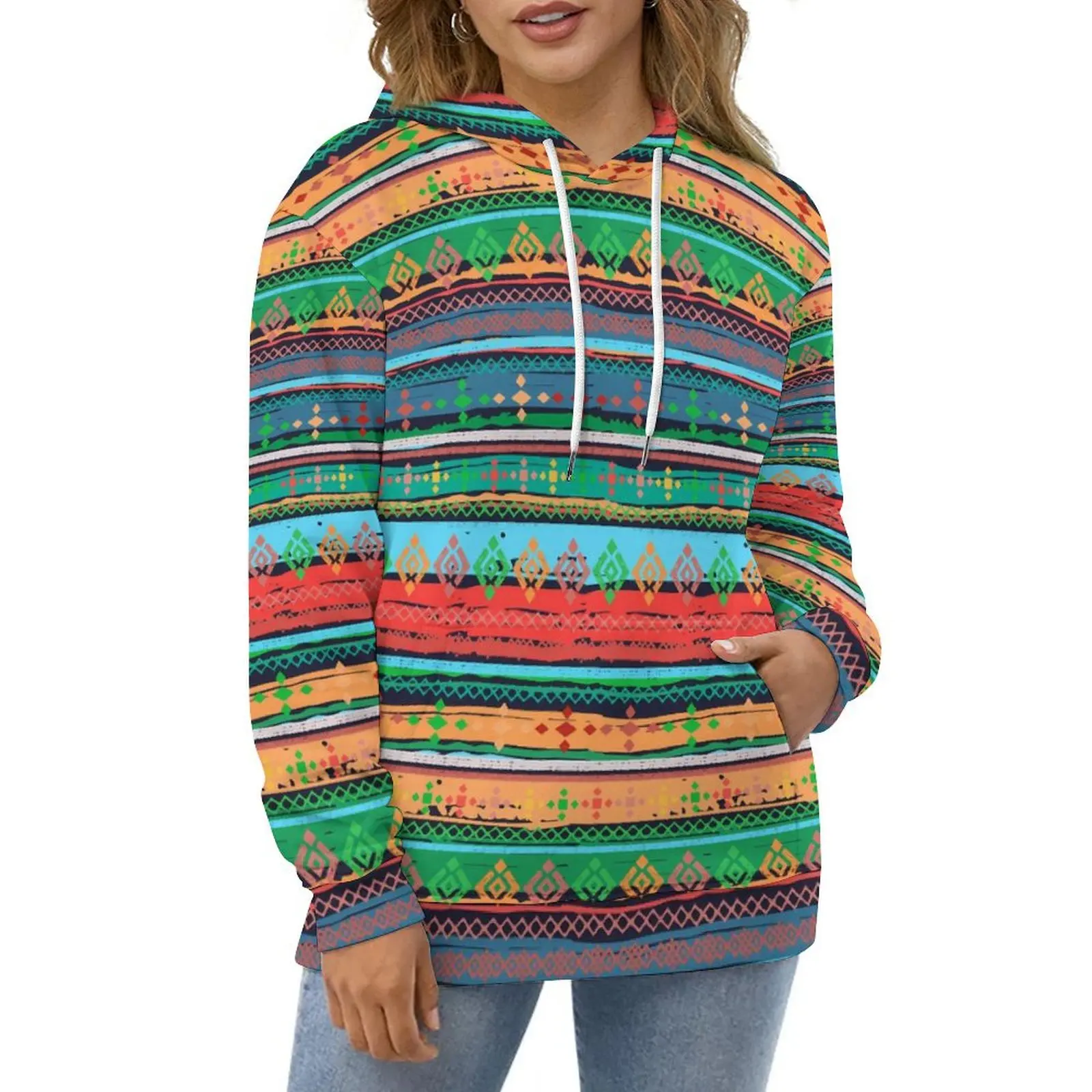 Retro Tribal Casual Hoodies Ethnic Boho Funny Hoodie Unisex Long Sleeve Harajuku Design Loose Oversized Hooded Sweatshirts