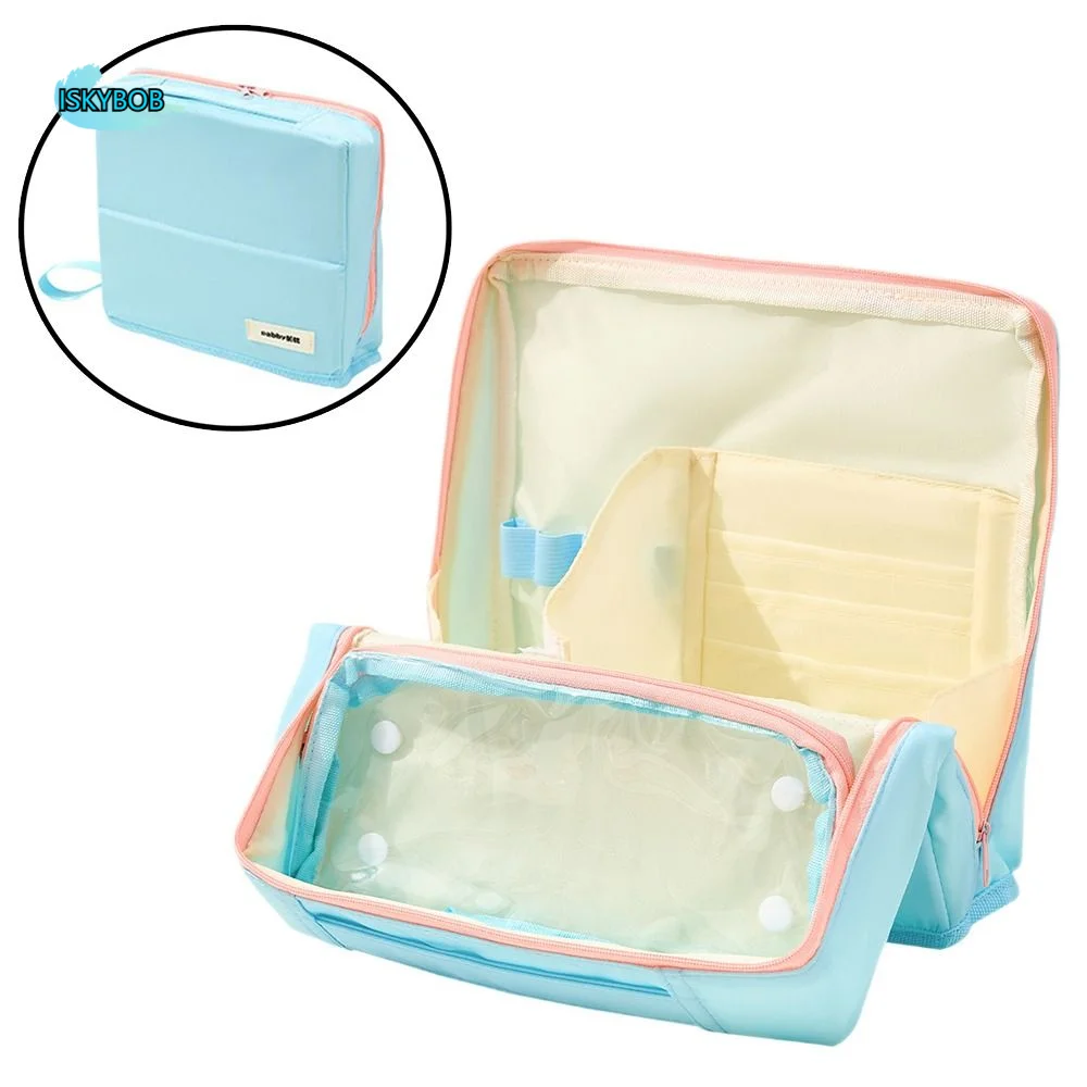 

Large Capacity Vertical Makeup Bag Multi-Compartment Standable Skincare Storage Bag Multifunctional Minimalist Pencil Case