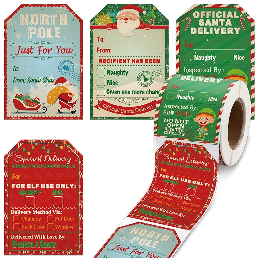 50-200pcs Santa Claus Vintage Labels Stickers Christmas Name Tag for Present Decor  “To From” Sticker With Santa Gift Wrapping