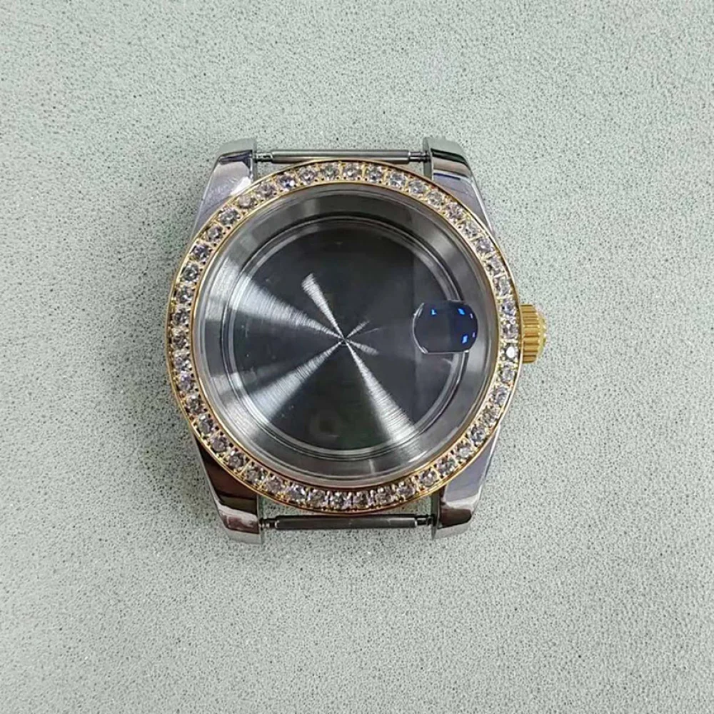 Cassa per orologio 36MM/39MM Cassa in vetro zaffiro con diamanti in acciaio inossidabile per accessori per orologi con movimento NH35 NH36