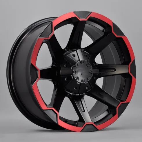 

2025 Hot Sale 17*8.0 Inch 6x139.7 Alloy Concave Mags Car Wheel Rims with Black+red Lip