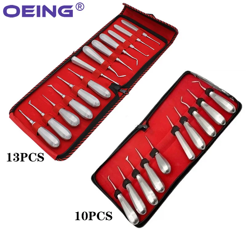 

10/13Pcs Dental Elevator Tooth Extracting Forceps Stainless Steel Root Lift Elevator Teeth Extraction Dentist Surgical Tools