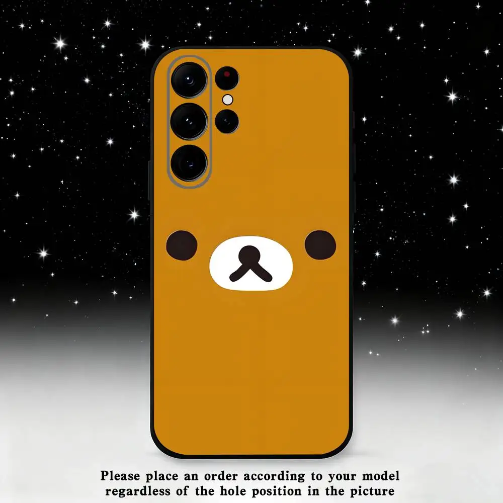 Etui na telefon Cartoon Cute Rilakkuma do Samsunga S25, S24 Ultra, S20, S30 plus, S22 plus, S23, S30 Ultra 5G, silikonowe, czarne.