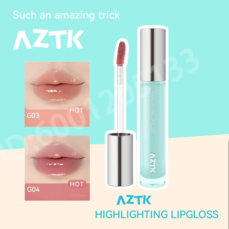 

AZTK Highlighting Lip Gloss Mirror Lip Glaze Jelly Lipstick Watery Non-sticky Pure Desire Moisturizing Hydrating Lips Makeup