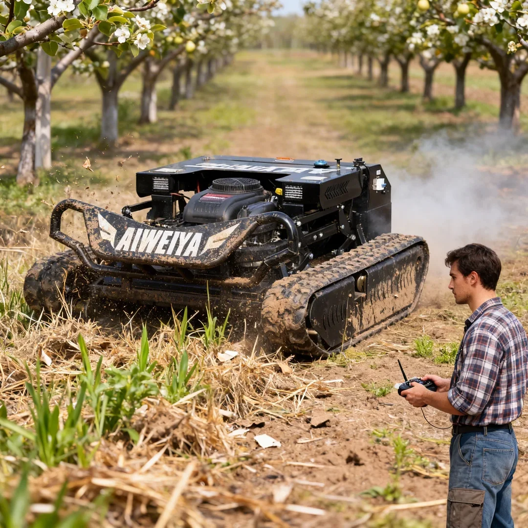 

Customized Remote Control Crawler Tank Robot Flail Lawn Mower for Orchard Agriculture Home & Commercial Lawn Care