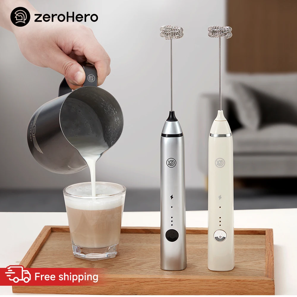 zeroHero Milk Frother Dual Heads 3 Speed 9 Sec Low Noise 30dB for Home Barista Espresso Latte Art Foam Mixer Tool Pro Kit Maxxss
