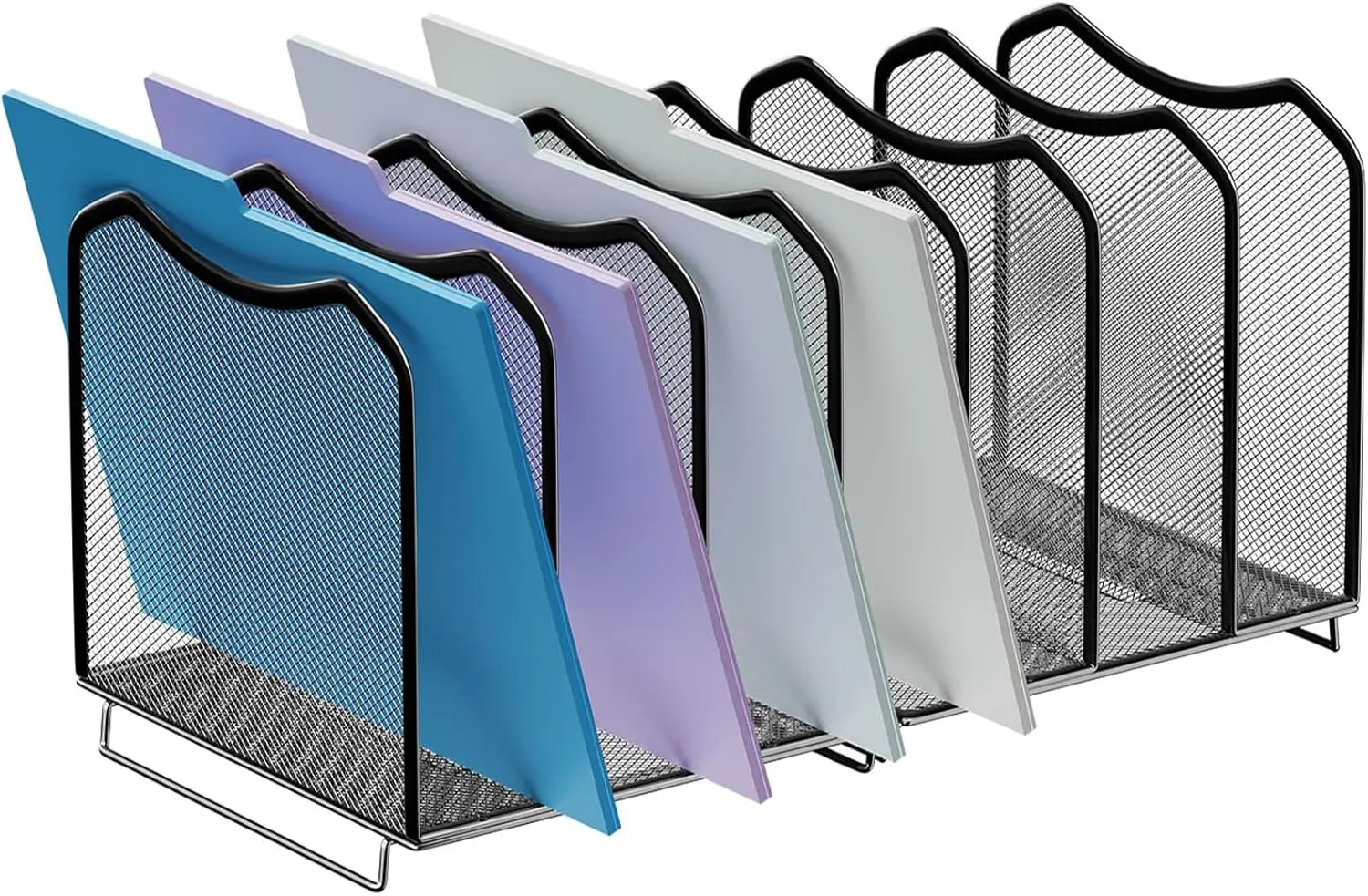 

Trendy Mesh Desktop File Sorter Organizer, 7-Section Bookshelf for Home Office in Black