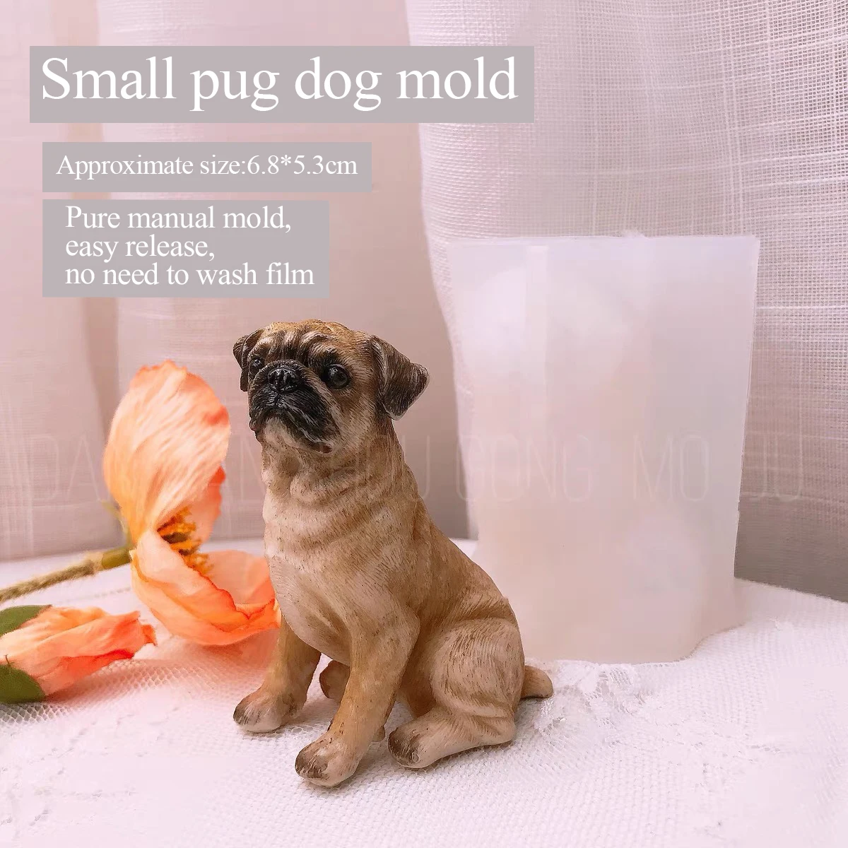 Imagem -03 - Molde 3d Pug Drop Glue Aromaterapia Gesso Faça Você Mesmo Bonito Dog Mão Silicone Mill Exclusivo