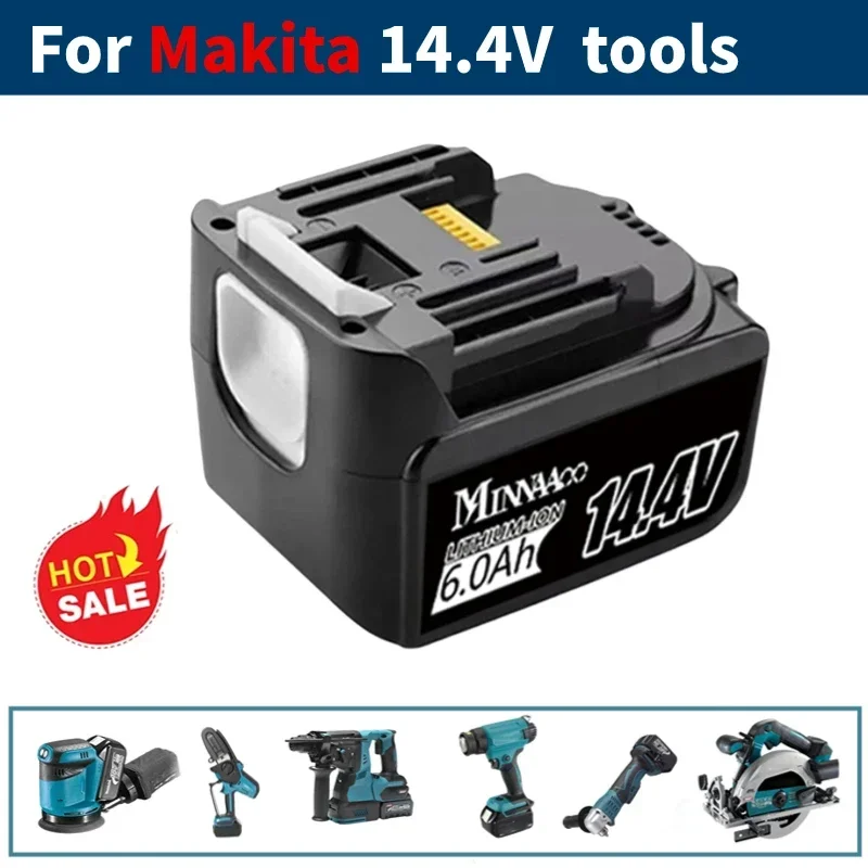 

14.4V Rechargeable Battery For Makita 14.4V 6000mAh Replacement Li-ion Battery Power Tools BL1460 BL1430 1415 194066-1