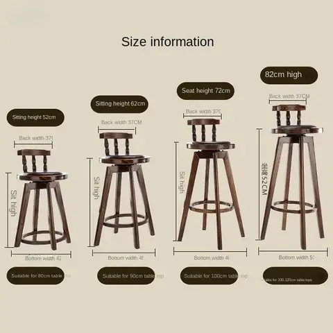 （VIP666）Customer Custom Light Luxury Solid Wood Bar Chair Backrest Bar Stool American Front Desk Bar Chair Retro High Stool