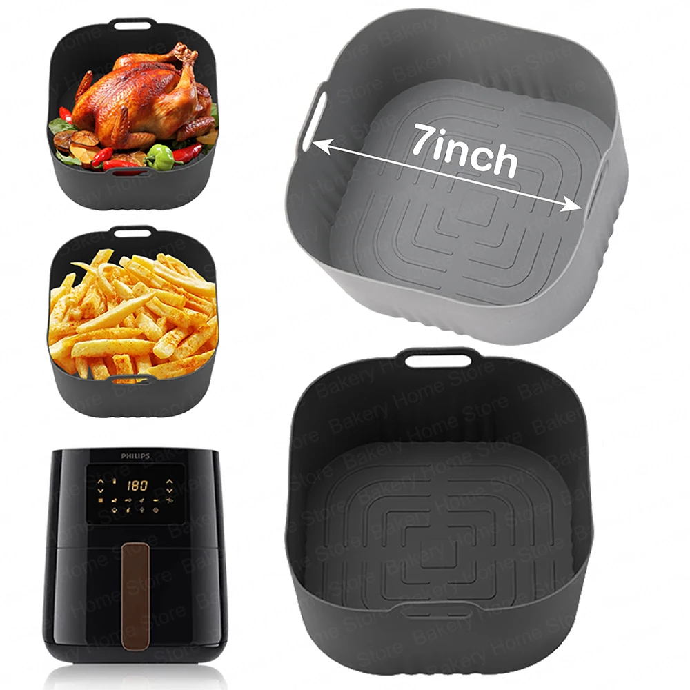 Revestimientos de Silicona para Freidoras de Aire Cuadradas PHILIPS HD9252/HD9200/HD9255, Bandeja Reutilizable para Hornear en Freidoras de Aire, Accesorios para Freidoras de Aire