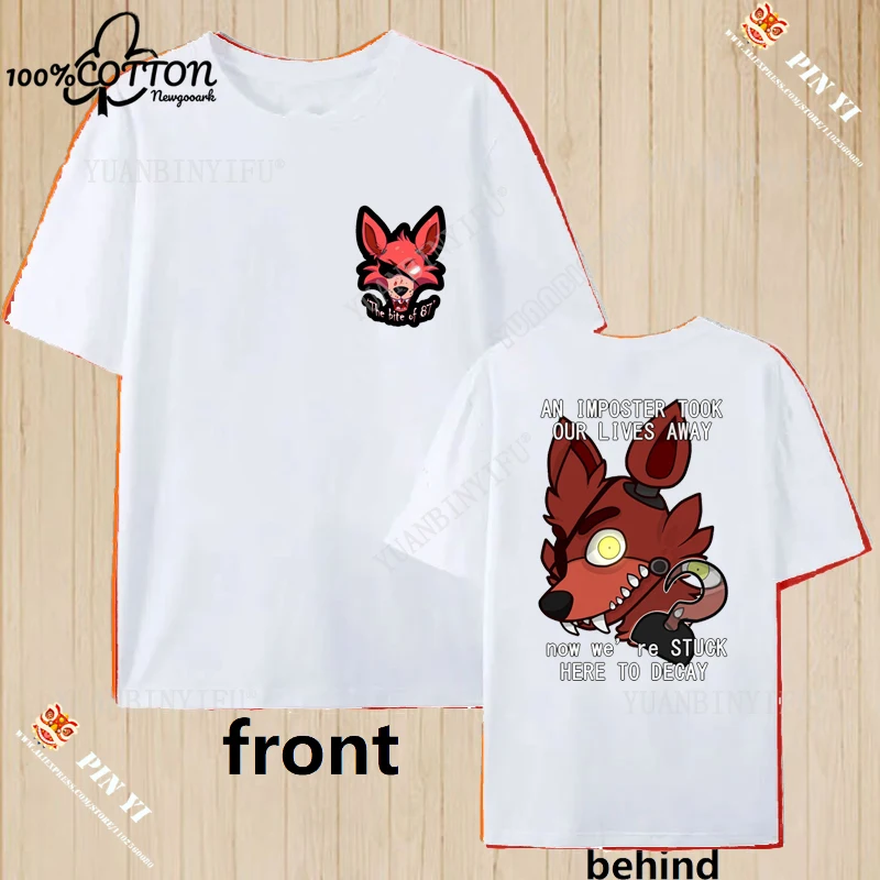 Harajuku Hot Style Fnaf 2 Animatronics Five Nights A Street T Shirt 100% Cotton Unisex Shirt Print Loose Casual Street Fashion
