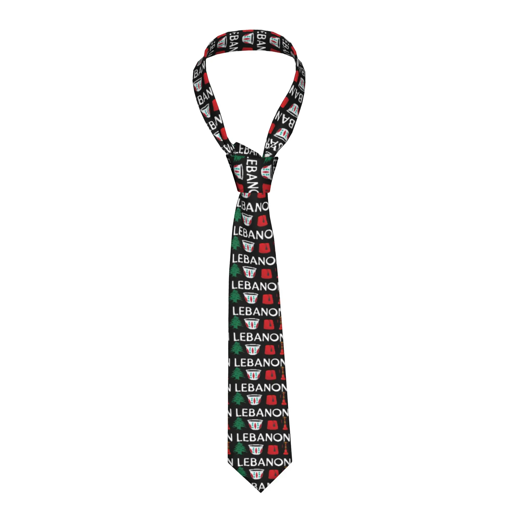 Mens Tie Lebanon Flag  Neck Ties  Classic Casual Collar Tie Custom Daily Wear Party Great Quality Necktie Accessories