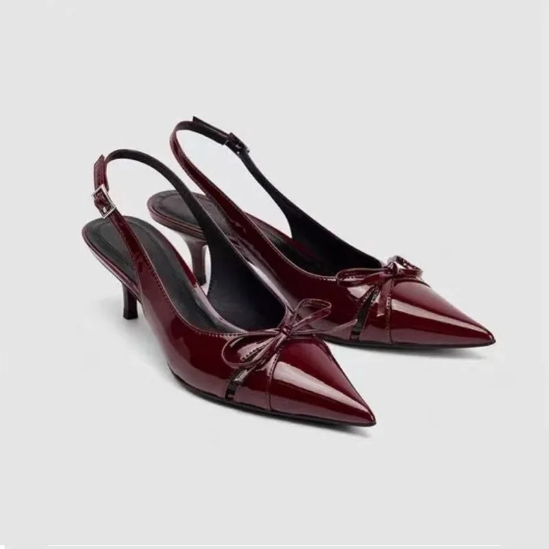 

Summer Pointed Toe Women High Heels Fashion Butterfly-Knot Female Pumps New 2025 Footwear Slingbacks Ladies Mid Heels Sandals