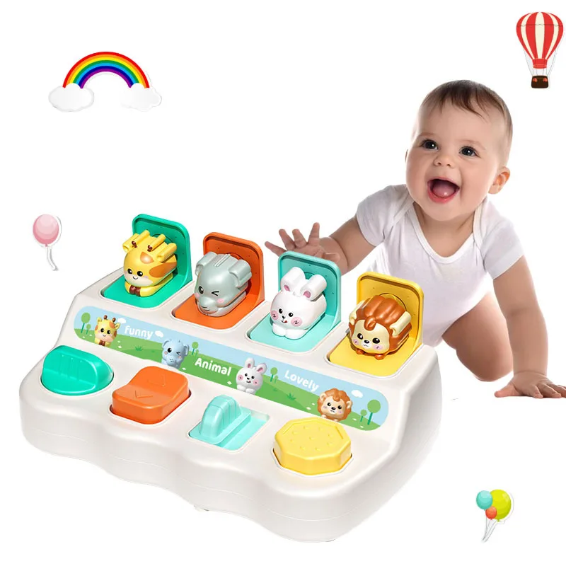 1개 동물 팝업 장난감, 숨바꼭질 스위치 포함, 유아를 위한 초기 교육 활동, 아기 인지 훈련