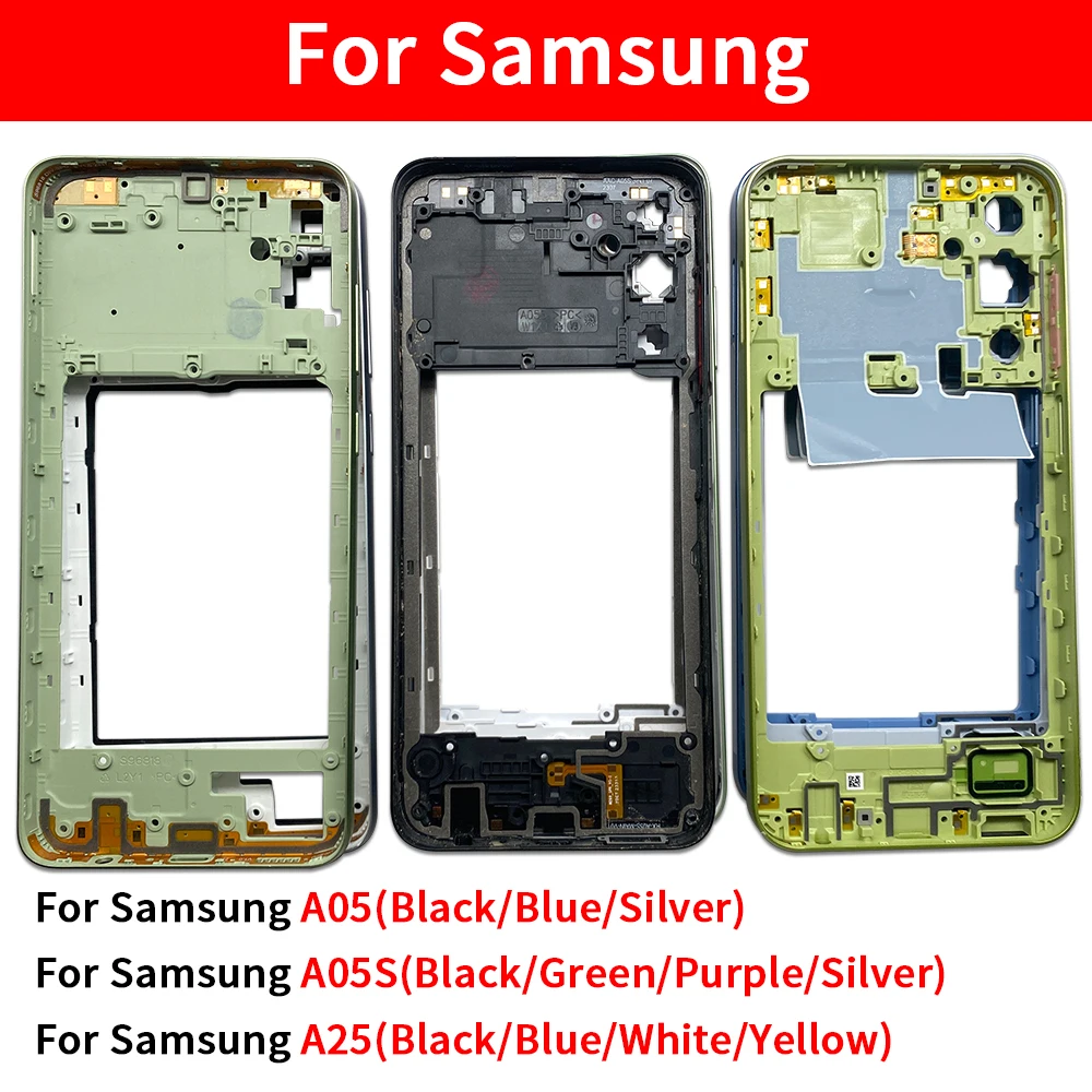 For Samsung A05 A05S A25 Middle Frame Housing Case Cover Shell Middle Frame Bezel Middle Plate Side button