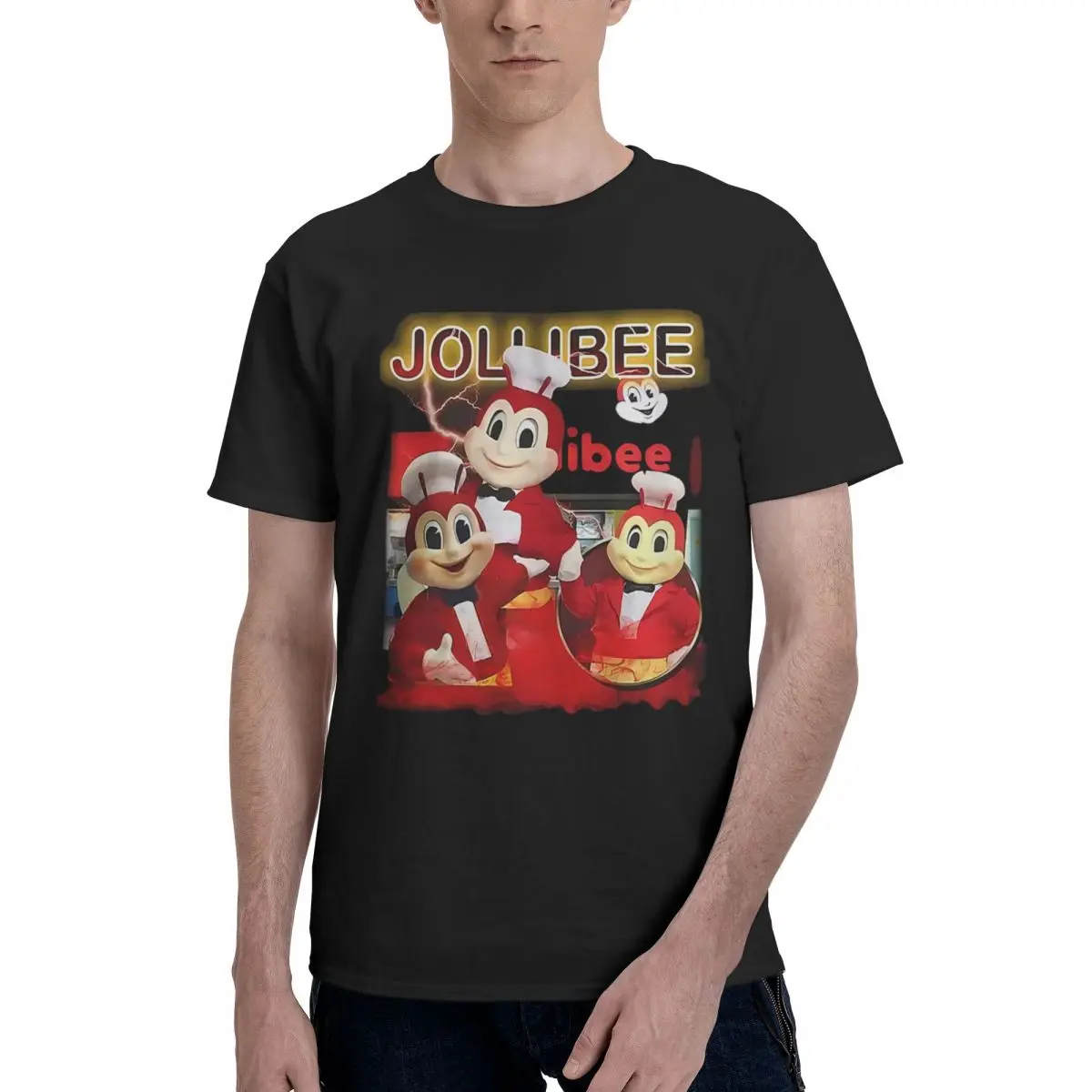 

Jollibee Fast Food Restaurant 100% Cotton Casual Breathable Confortable Top High End Men's Clothing Men T-Shirt