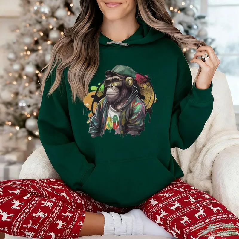 Lustiges Affen-Design, Unisex, College-Stil, Kapuzenpullover, Sport- und Freizeitkleidung, trendige Mode, lustiger Herbst- und Winter-Grafik-Hoodie