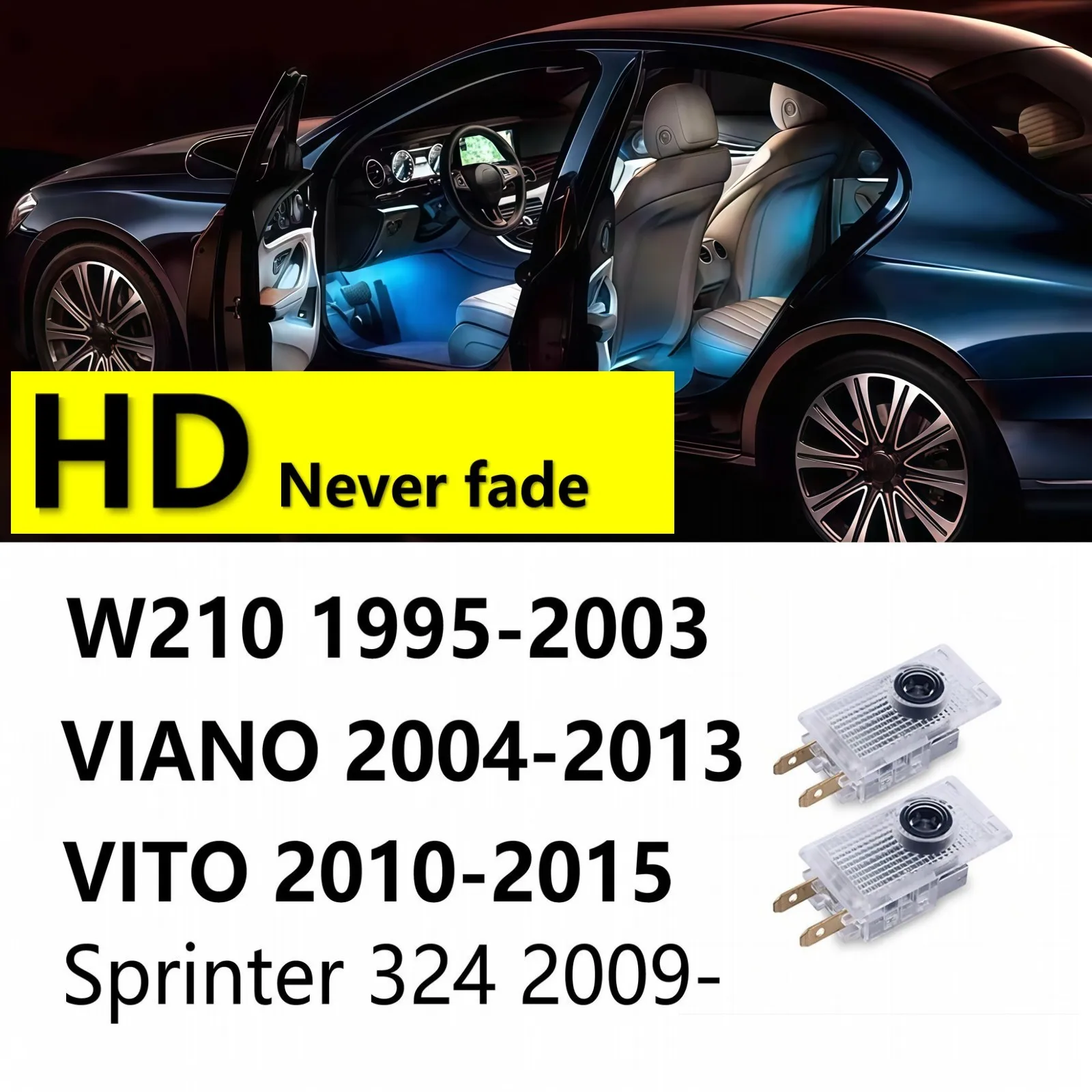 

2PC HD LED Car Door Projector Welcome Light For Mercedes Benz E Class W210 W639 1995-2001 2002 Sprinter VIANO VITO Accessories