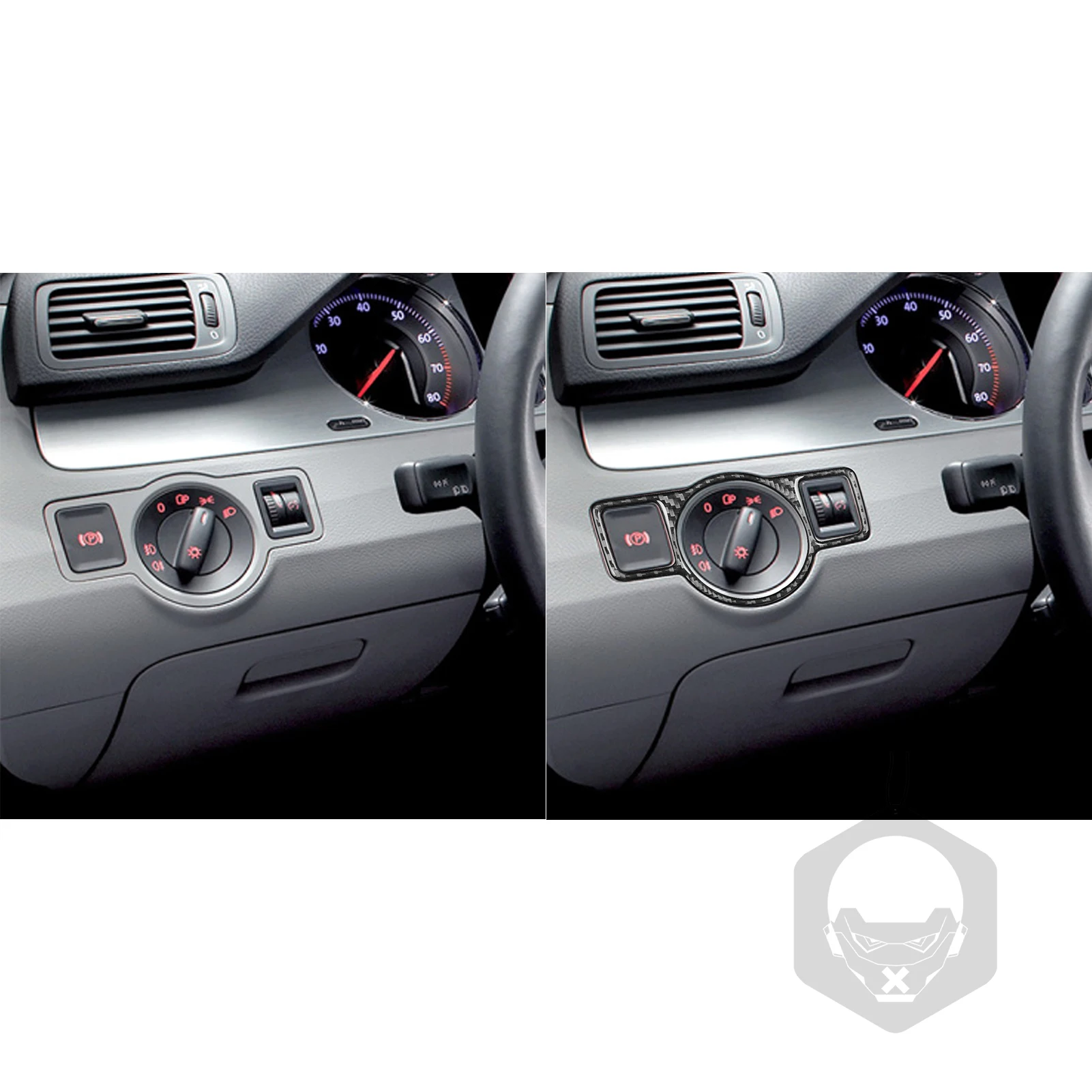 For Volkswagen VW Passat B6 2006-2011 Car Accessories Carbon Fiber Headlight Switch Panel Cover Interior Sticker Modification