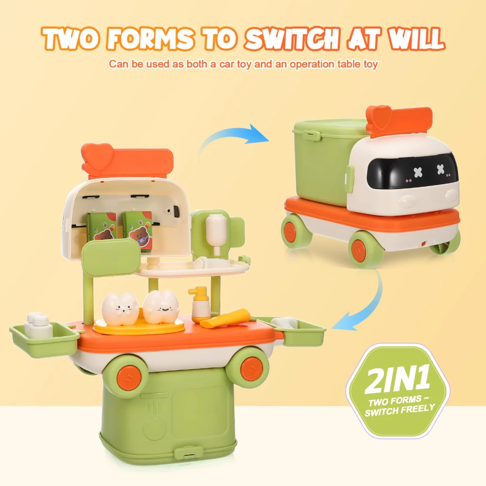 WizKidz Conjunto de Brinquedo de Carro Médico Transformável com Acessórios Realistas para Brincadeira Interativa e Diversão Imaginativa para Crianças a Partir de 3 Anos.