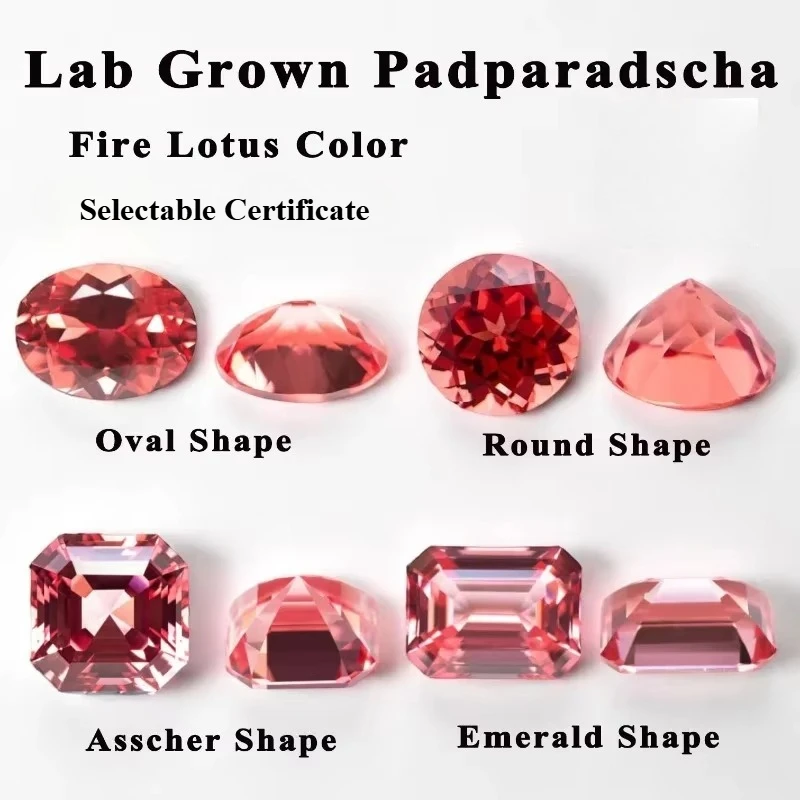 Laborgezüchteter Padparadscha Saphir in Lotus-Farbe, loser Edelstein für DIY-Schmuckherstellung, Materialien mit wählbarem Zertifikat – Detail 1