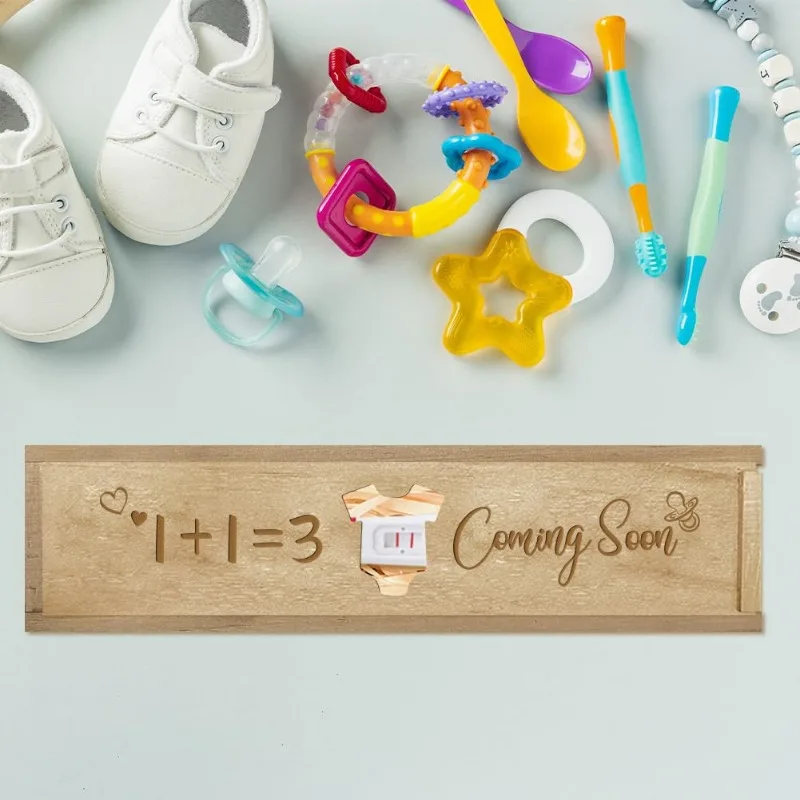 1 pc Pregnancy Wooden Announcement Gifts Pregnancy Test Keepsake Box with Slide Cover Surprise Announcement Gift with Word