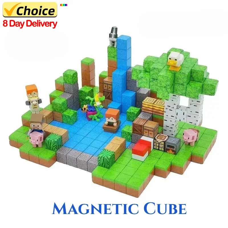 

200 шт. магнитные блоки, строительные блоки, магнитное притяжение, детская головоломка, сделай сам, разнообразная и персонализированная сборка, набор игрушек