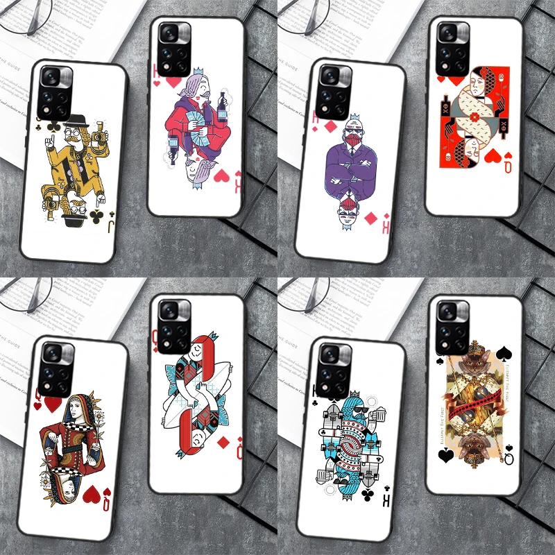 Cartoon Character Poker Case For Xiaomi Redmi Note 12 11 10 9 8 Pro Note 12S 11S 10S 9S Cover For Redmi 9 10 12 C